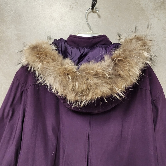 Bromley Sport Purple Puffer Parka Jacket w/Racoon Fur Trim Detachable Hood Sz 2X - Picture 8 of 10